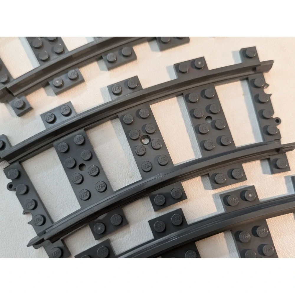 Lot of 4 Lego Plastic Rail Road Train Track Curved City Replacement 53400 Grey
